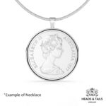 1977 Australian twenty cent coin, Elizabeth II portrait, in a polished silver bezel on a snake chain