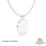 Plain back of a round silver pendant on a snake chain, shown as an example of the necklace supplied