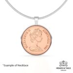 1966 Australian coin with Elizabeth II portrait, copper coloured, set in a silver bezel on a snake chain