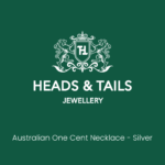 Dark green Heads and Tails Jewellery placeholder card reading Australian One Cent Necklace - Silver