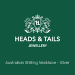 Dark green Heads and Tails Jewellery placeholder card reading Australian Shilling Necklace - Silver