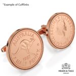 1945 Lucky Australian Half Penny Coin Cufflinks - Silver - Image 5