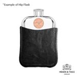 1961 Lucky Australian Half Penny Coin Hip Flask - Black Leather - Image 4