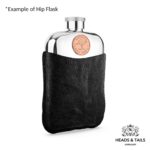 1961 Lucky Australian Half Penny Coin Hip Flask - Black Leather - Image 5