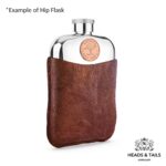 1943 Lucky Australian Half Penny Coin Hip Flask - Brown Leather - Image 4