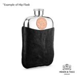 1943 Lucky Australian One Penny Coin Hip Flask - Black Leather - Image 5