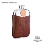 1943 Lucky Australian One Penny Coin Hip Flask - Brown Leather - Image 4