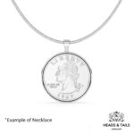 1967 US quarter with Washington portrait set in a polished silver bezel pendant on a silver snake chain