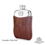 1943 Lucky Australian Shilling Coin Hip Flask - Brown Leather - Image 5