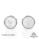 Pair of 1957 Australian threepence cufflinks in silver bezels, Elizabeth II side and wheat ears side