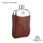 1943 Lucky Australian Threepence Coin Hip Flask - Brown Leather - Image 4