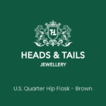 Dark green Heads and Tails Jewellery placeholder card reading U.S. Quarter Hip Flask - Brown