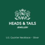 Dark green Heads and Tails Jewellery placeholder card reading U.S. Quarter Necklace - Silver